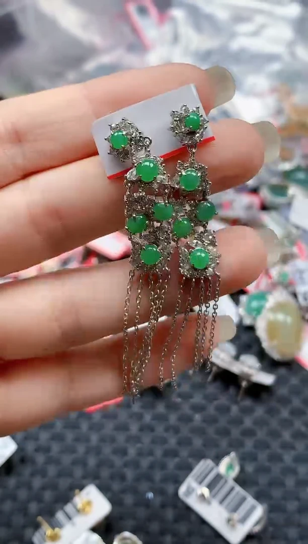 银S925镶嵌戒指翡翠天然A货缅甸翡翠