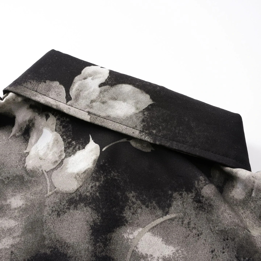 Broken Mirror 2025夏季新品复古个性花纹宽松短袖衬衫