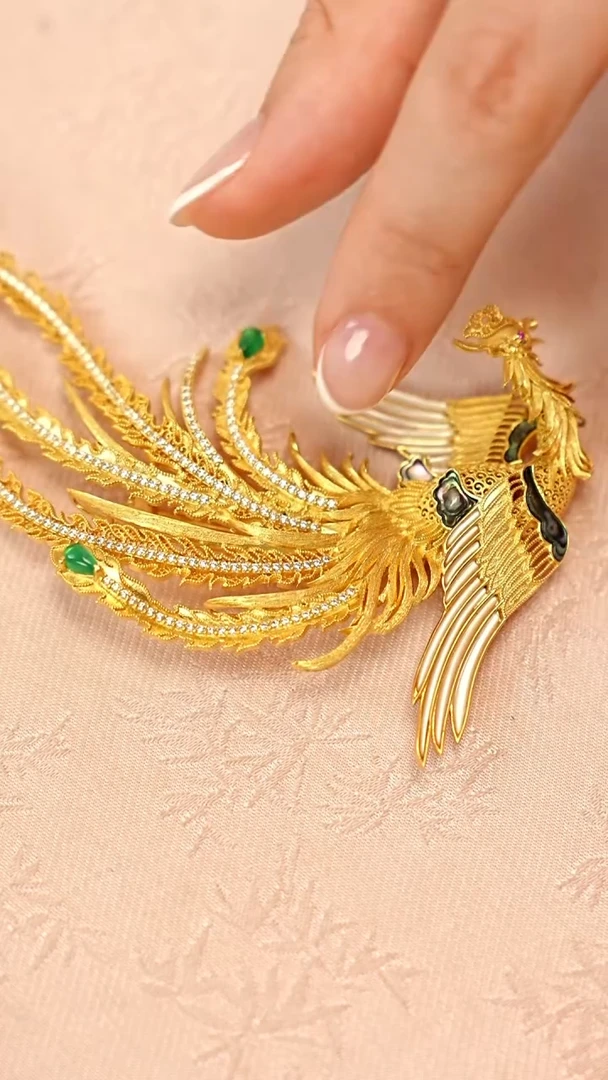 无925银凤舞九天胸针吊坠两用款