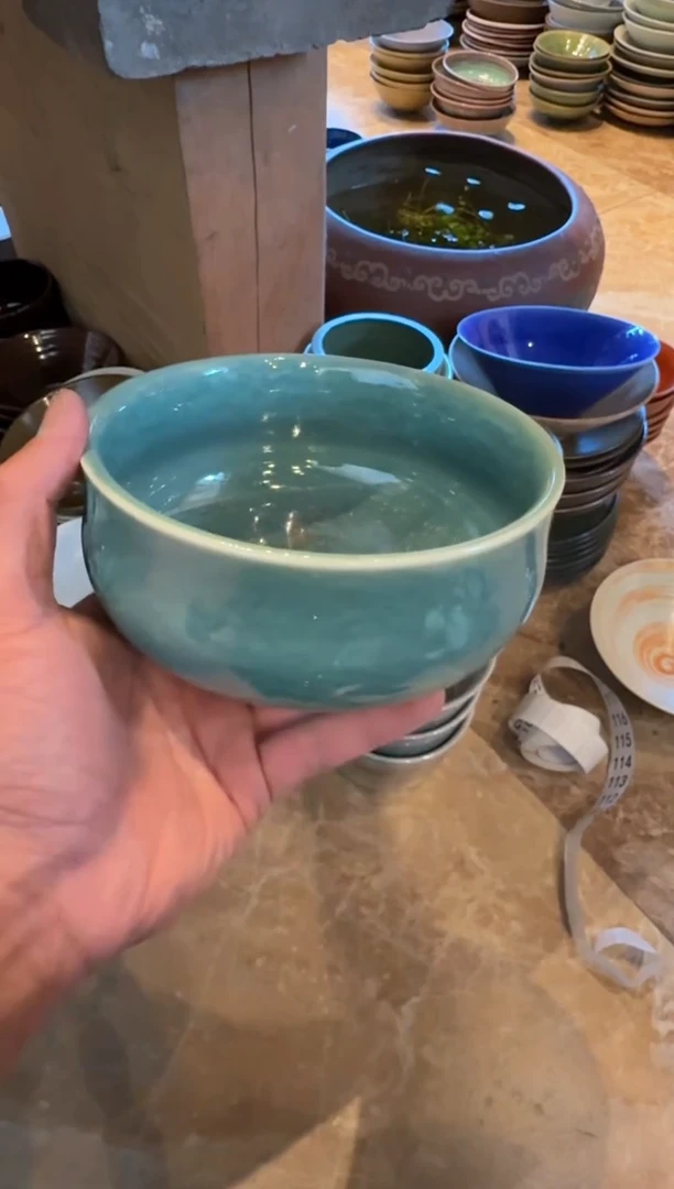 瓷片6寸，窑变绿收口钵碗（全量