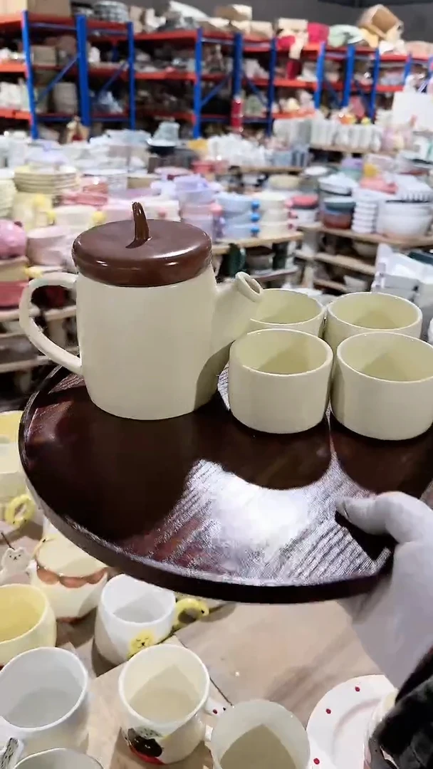 【闪购商品】瓷片茶壶5件套微瑕 凑满20元包邮