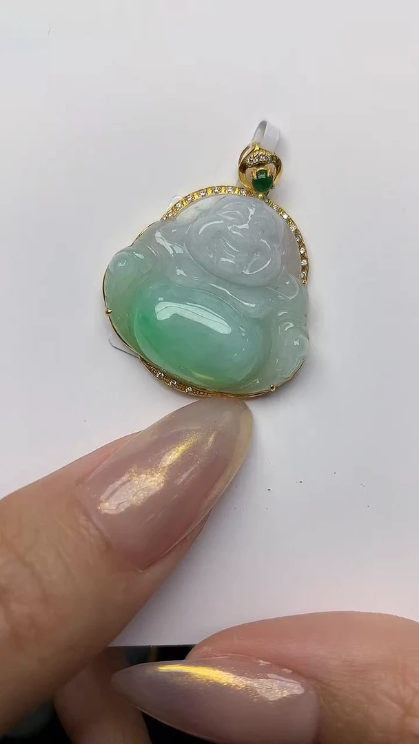 【闪购商品】翡翠颈饰18K金镶嵌天然翡翠A货