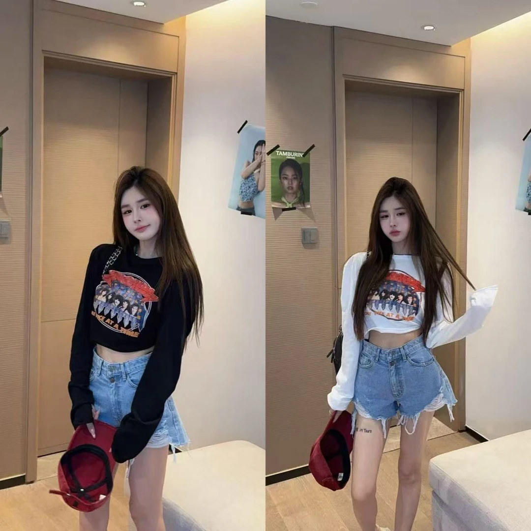 米娜家【清凉薄荷T】泡菜订制字母人物印花防晒T恤