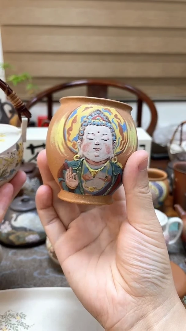 茶壶紫砂黄金段佛杯