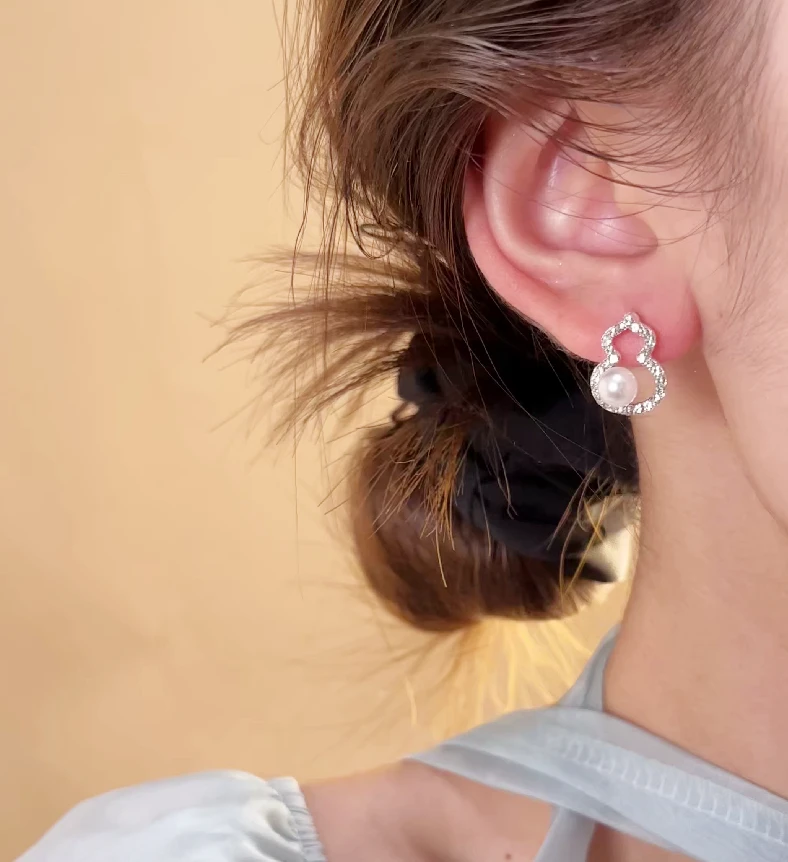 铜合金耳饰 D2502 珠珠葫芦耳钉