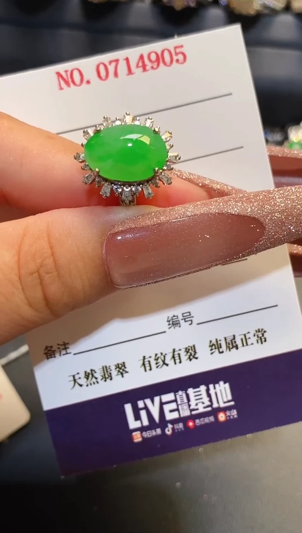 银S925镶嵌翡翠耳饰天然