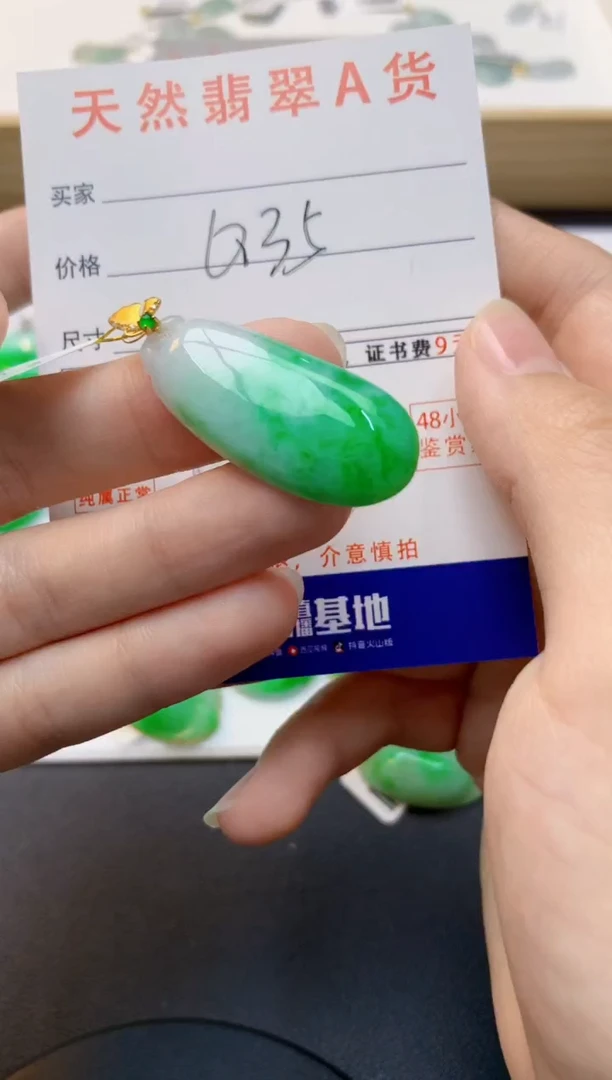 颈饰18K金镶嵌翡翠天然缅甸A货翡翠