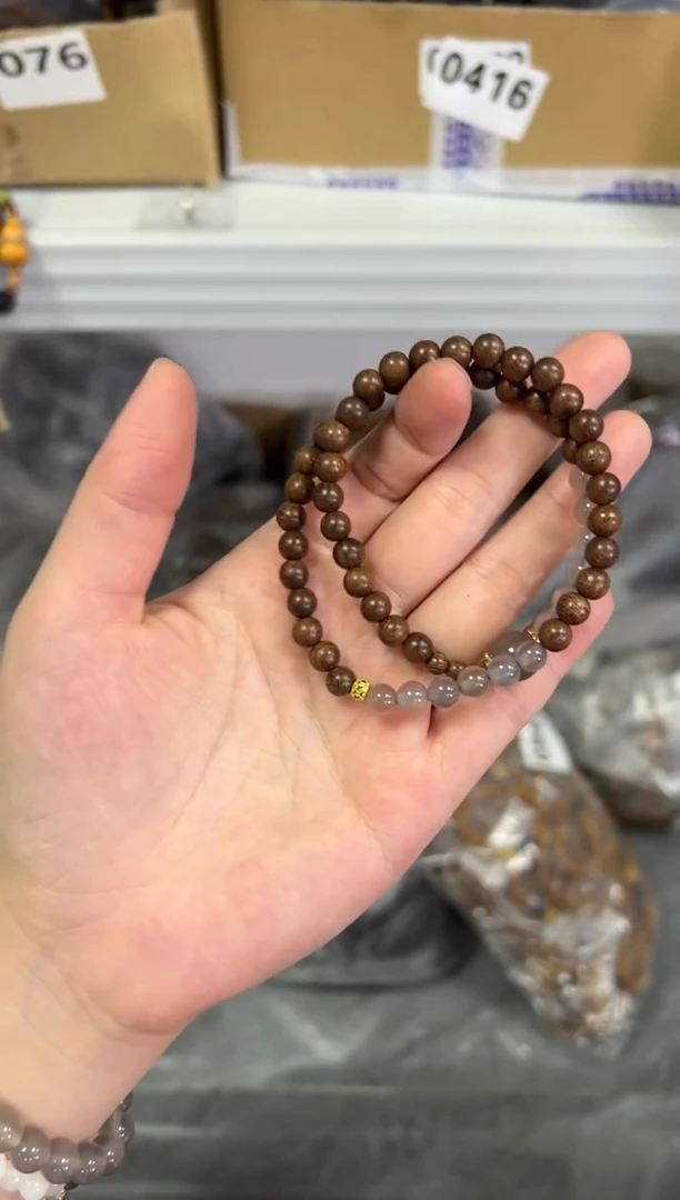 【闪购商品】苏木（金丝檀）手串未镶嵌金丝檀木玛瑙设计款双圈[0808]