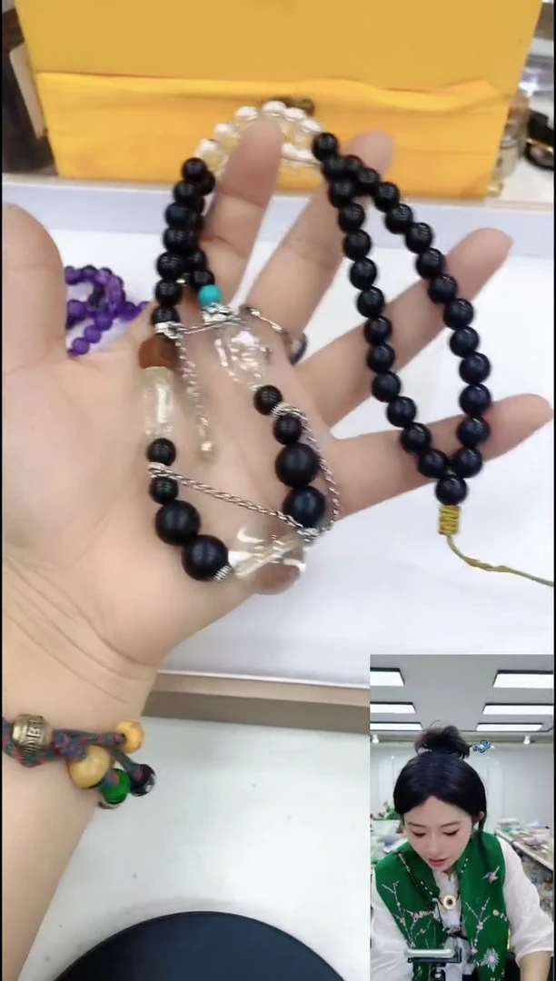 09121黑色白水项链