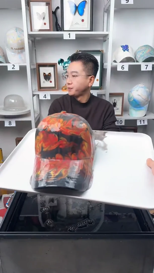 纯棉成人款黑底红金龙水拓帽