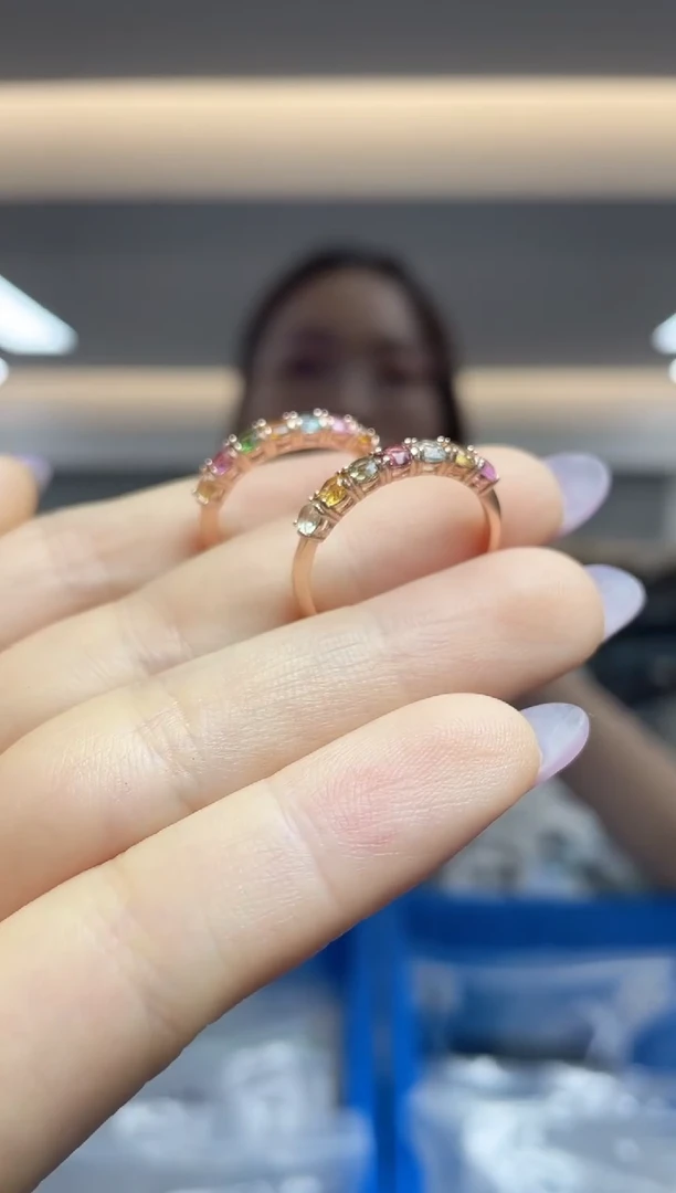 `银S925镶嵌碧玺（多样性发一件）