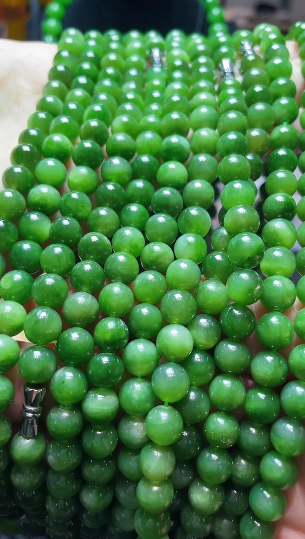 和田玉未镶嵌项链和田玉碧玉项链8mm福利款