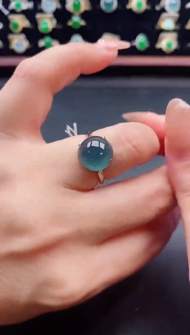 银S925镶嵌戒指翡翠1