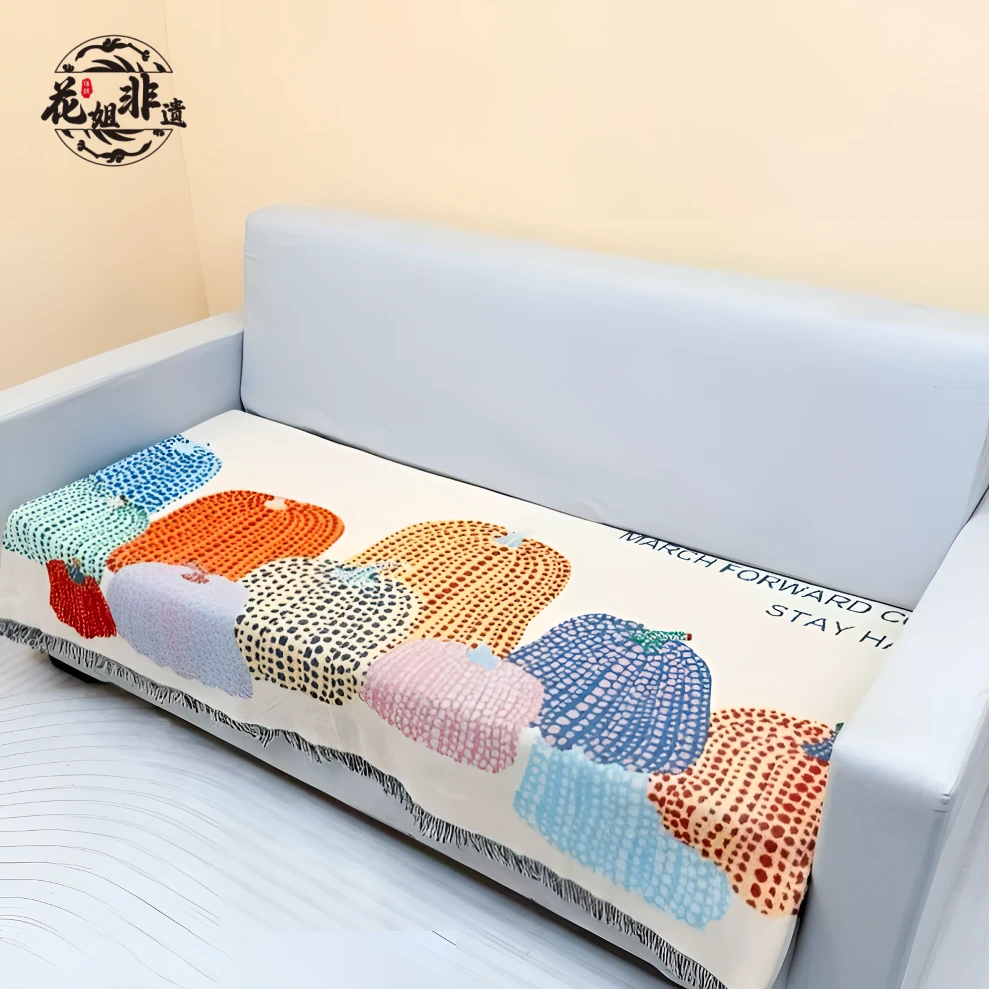 CG15新款流苏亚麻沙发布万能盖布厚实耐脏180*90