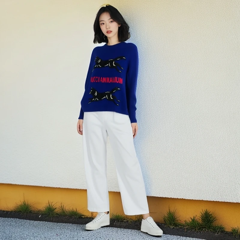 99新/Gucci古驰/针织衫/动物英文刺绣羊毛套头长袖/S码/0001791