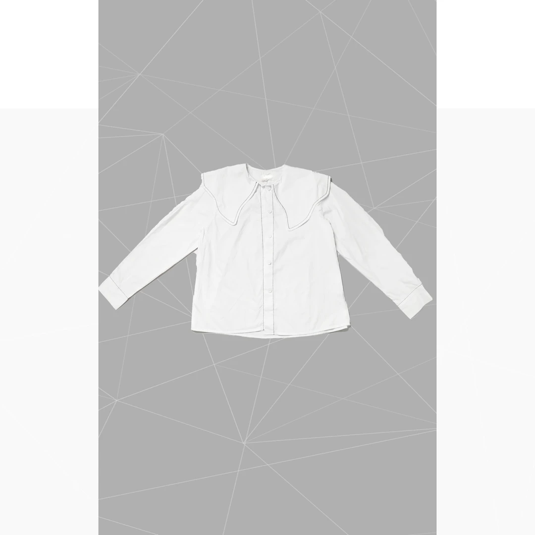 2024春季新款长袖日系娃娃领纯色衬衫外套1971