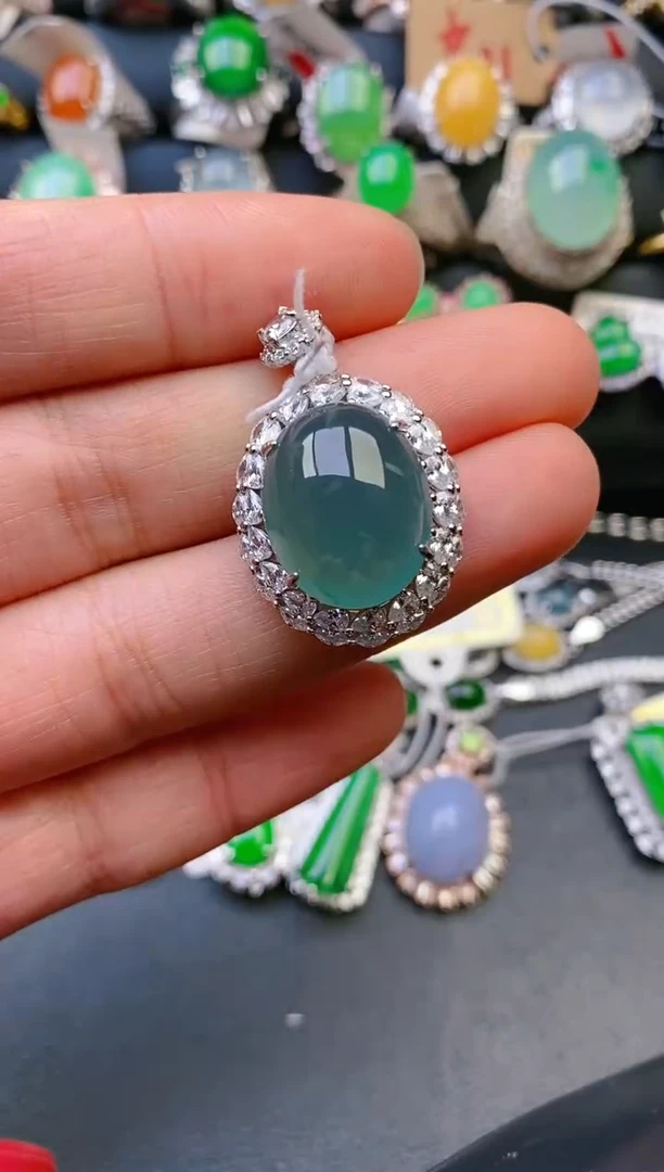 【闪购商品】翡翠戒指银S925镶嵌天然A货翡翠1