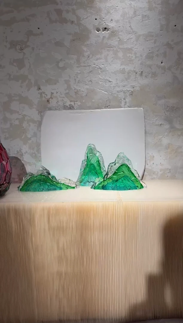 摆件璨石美学翡翠山一组艺术摆件