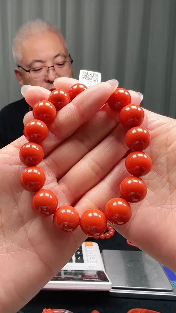 未镶嵌多样性发一件南红玛瑙【高货】柿锦红13mm保山圆珠单圈
