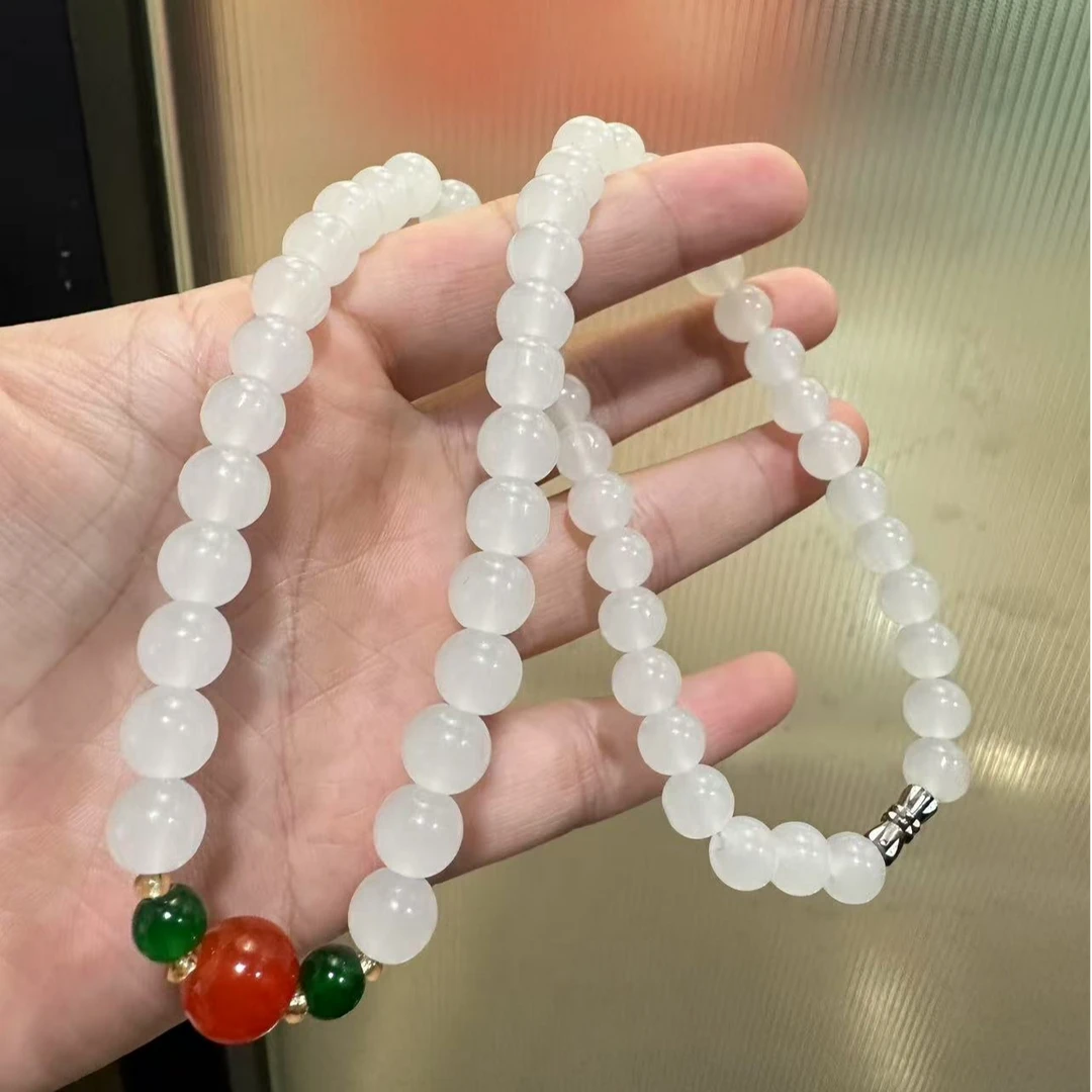 铁合金仿水晶项链 白色水珠项链 1363