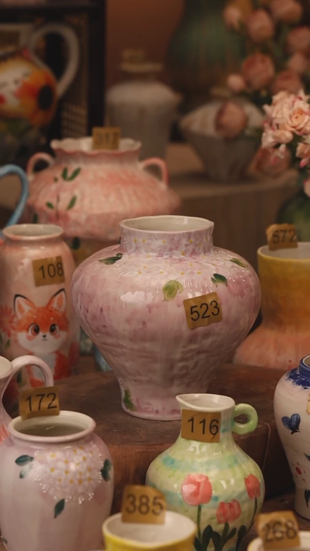 陶瓷523景德镇设计师手作花器摆件侘寂风