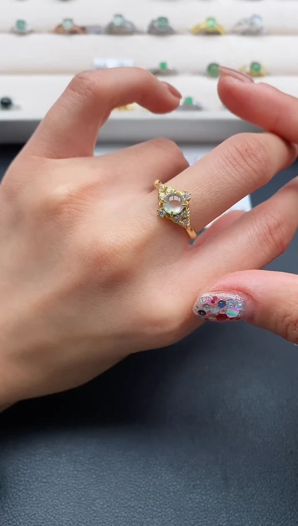 银S925镶嵌戒指翡翠33333333+3