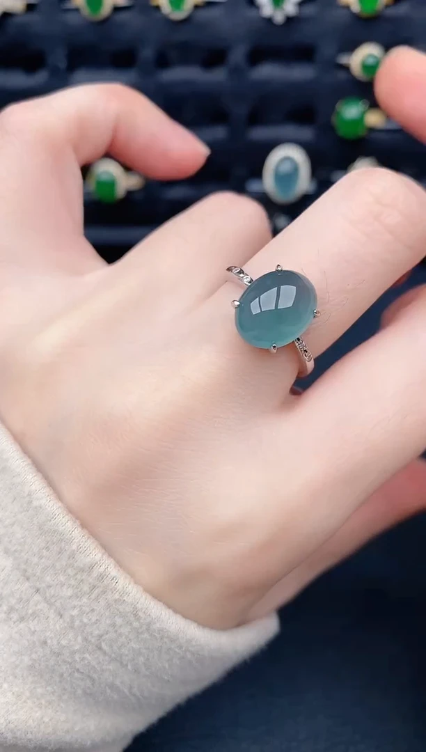 银S925镶嵌戒指翡翠天然a货翡翠145