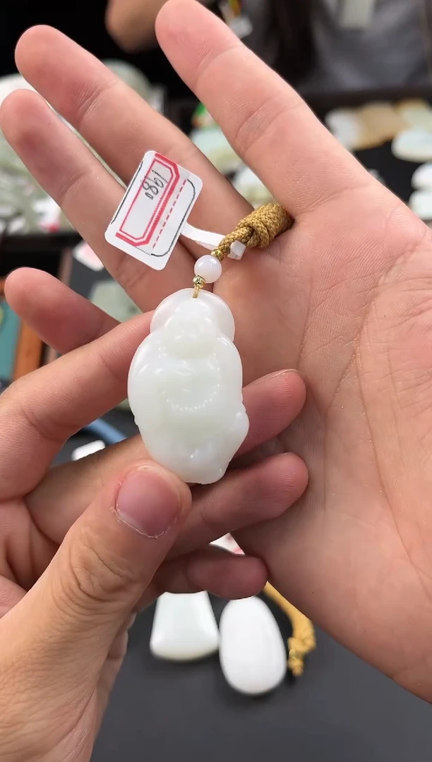 手串未镶嵌和田玉且末天泰白玉佛公吊坠微色差