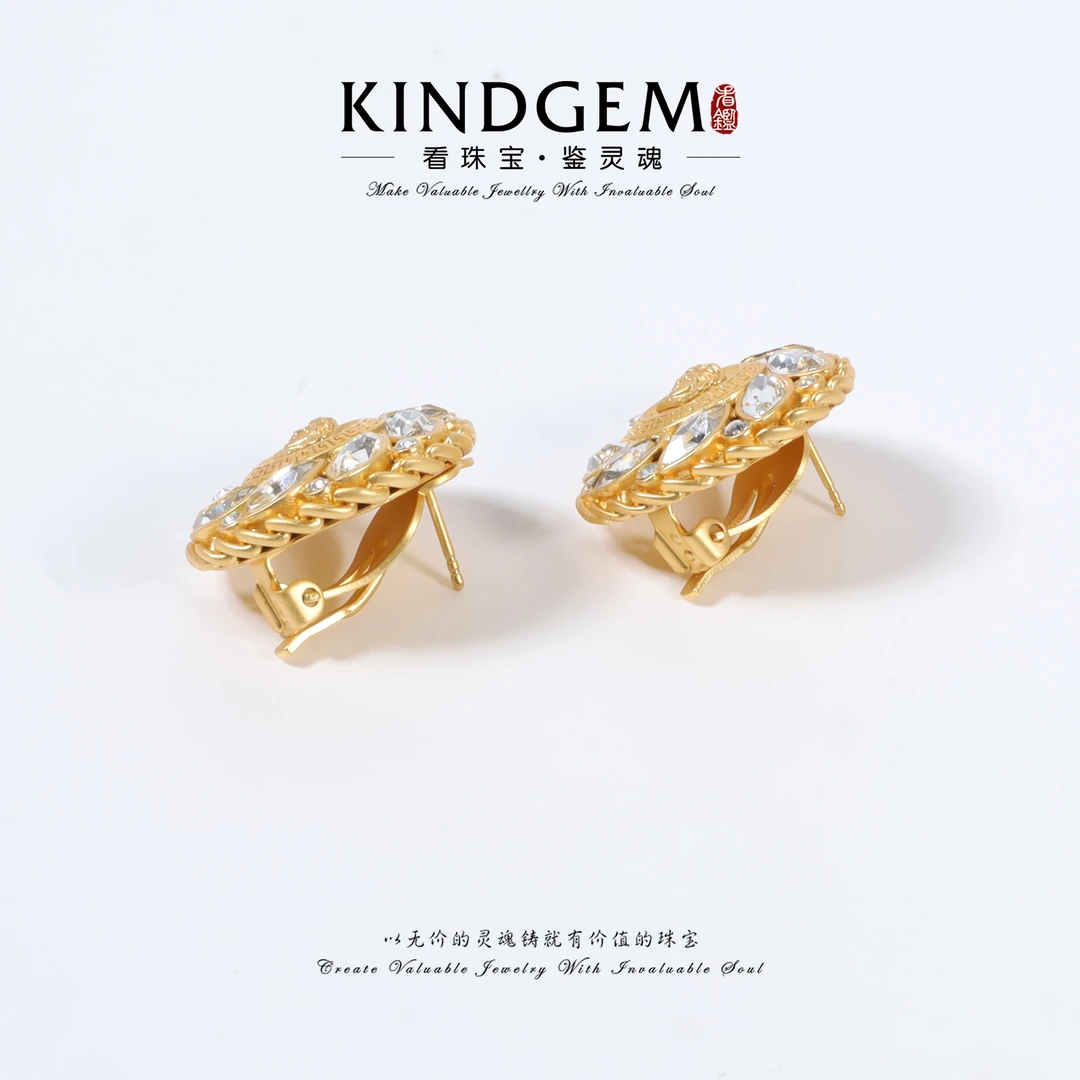 铜合金锆石耳饰 KindGem 轻奢时尚百搭高级感镶嵌耳环 C-45525