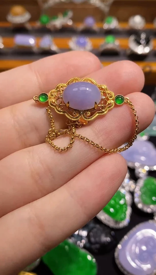 18K金镶嵌手链翡翠翡翠