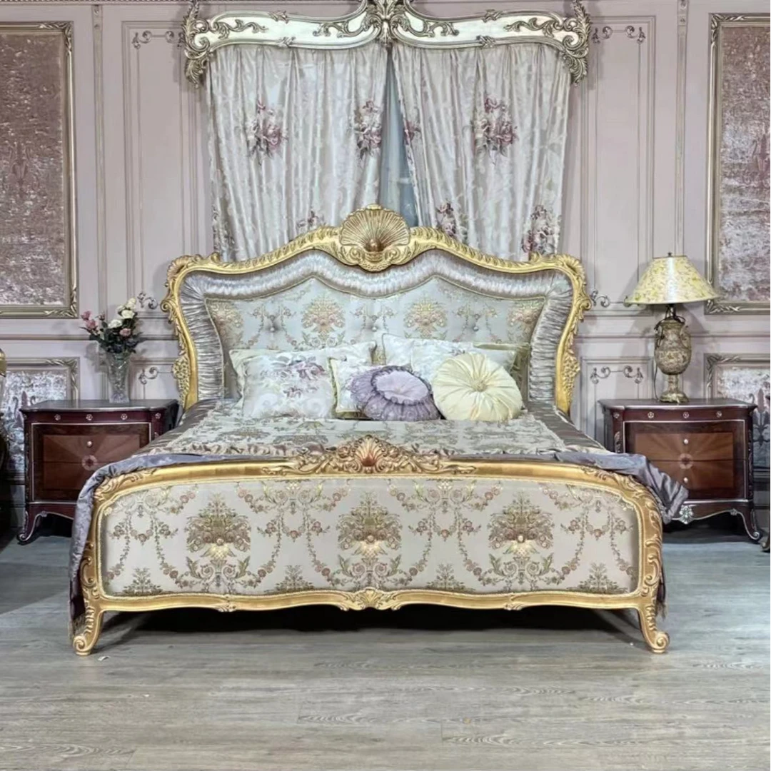【皇家壹号】PROVASI贝壳古典主卧别墅雕花大床TY2150*2110*1630