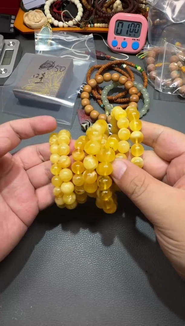 琥珀颈饰未镶嵌圆珠单圈