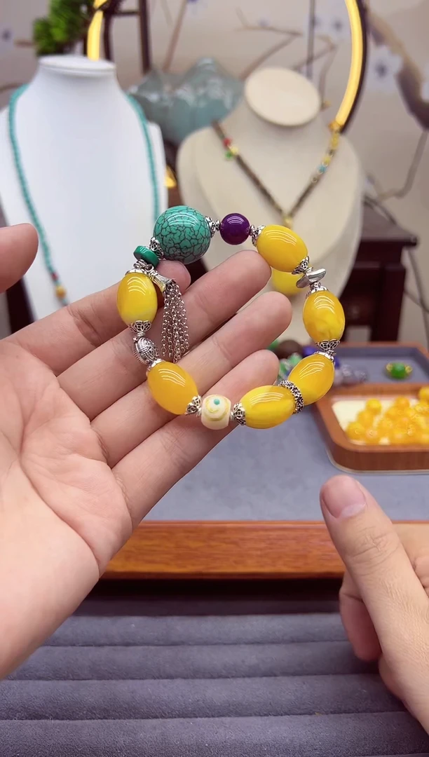 【闪购商品】蜜蜡手链银S925镶嵌S295```````