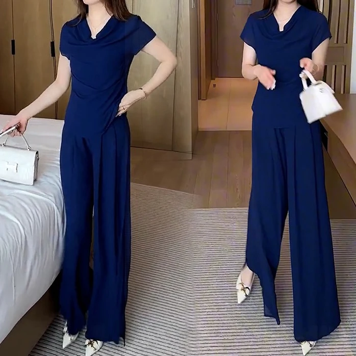 2025年夏季新款短袖显瘦气质高腰洋气套装女