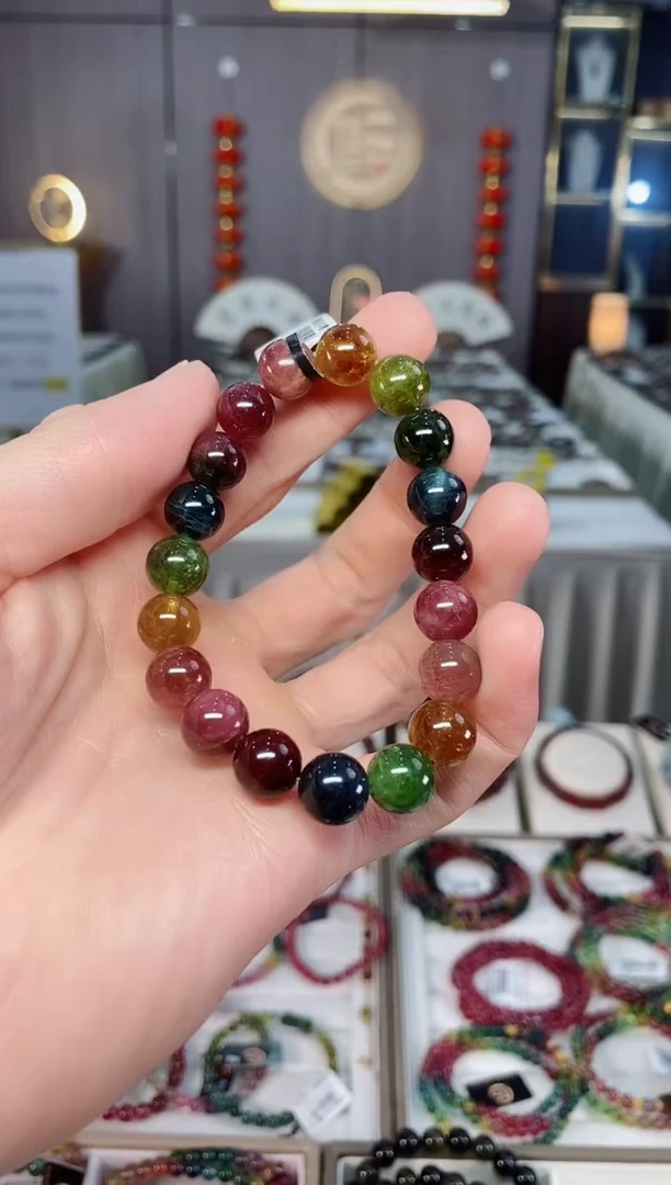 未镶嵌收藏级老矿碧玺单圈手串10mm+碧玺xion多样性发货一条