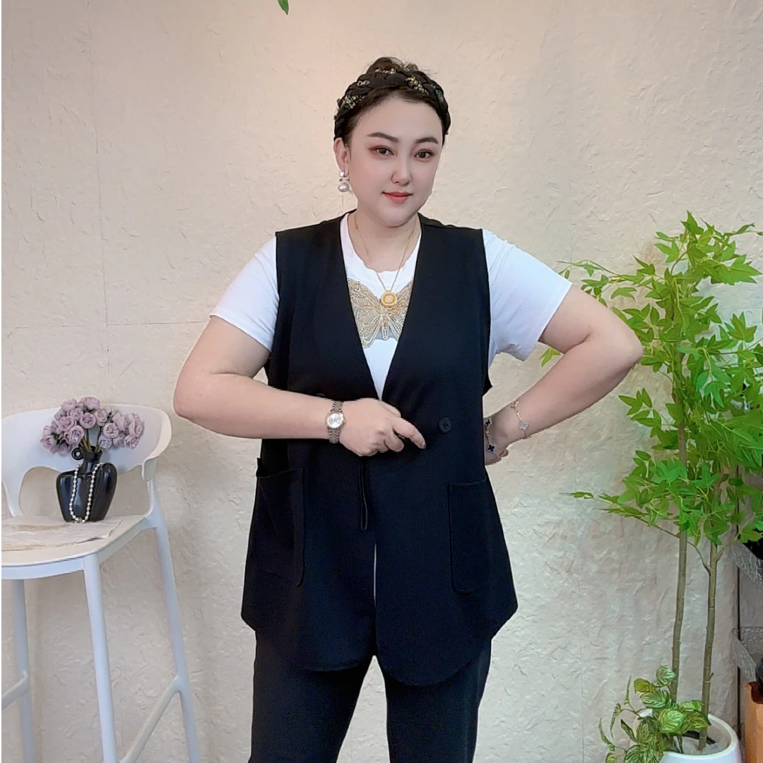 2025秋季显瘦韩版马甲西装版黑色无袖弹力马夹