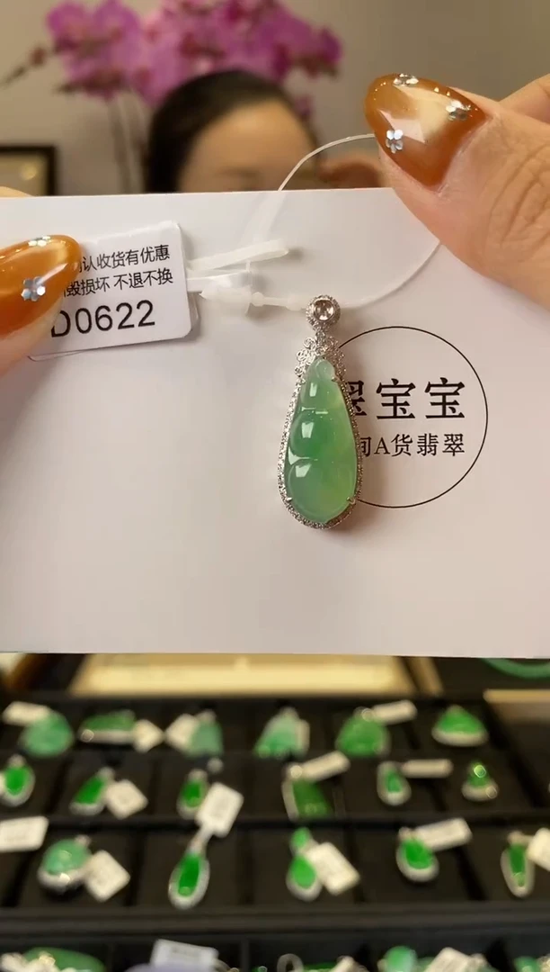【闪购商品】翡翠颈饰18K金镶嵌D0622 豆子 含运营费