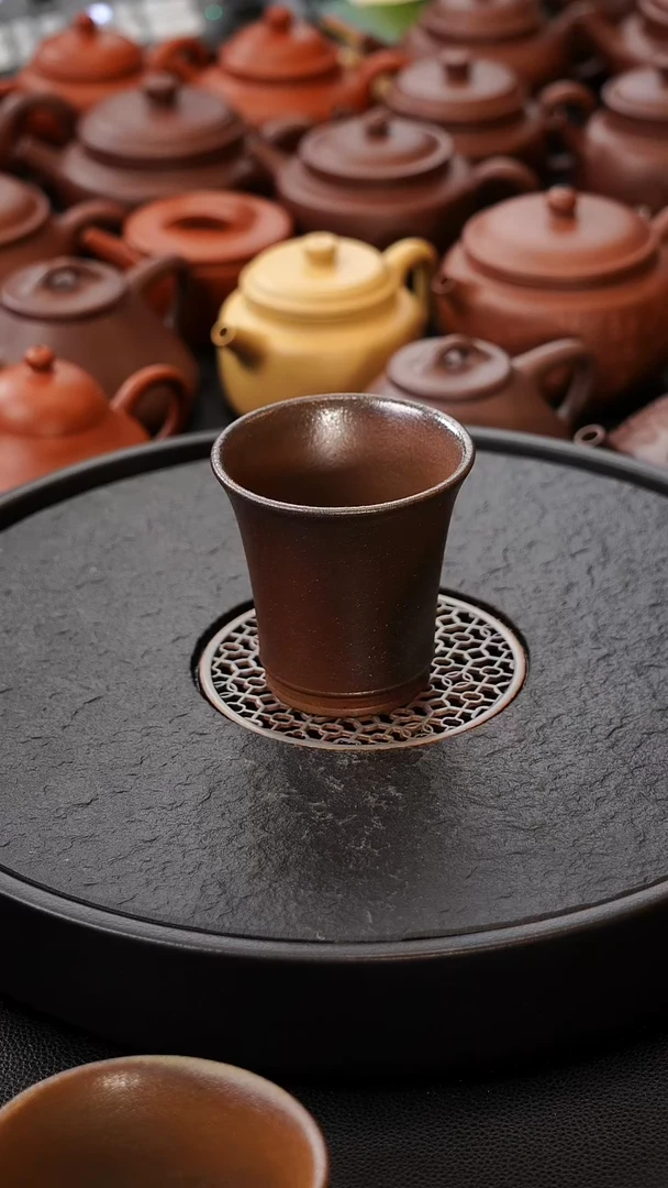 茶壶紫砂柴烧杯 140C 原矿青灰段泥 高杯