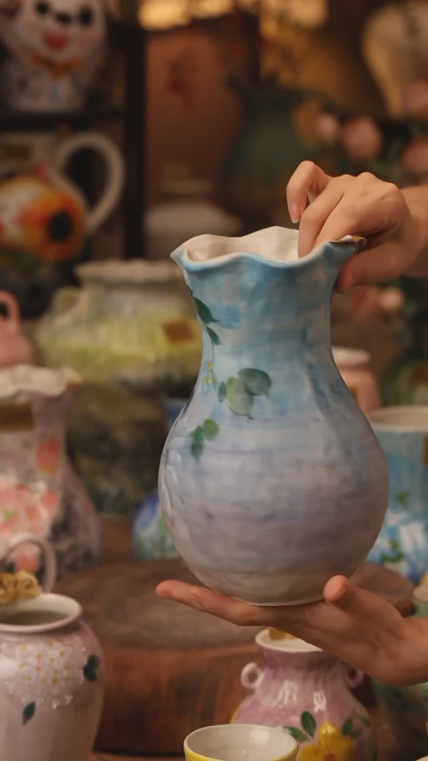 陶瓷377景德镇设计师手作花器摆件侘寂风