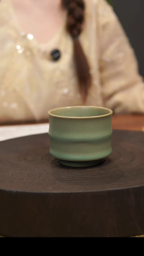 杯子阿**斯竹节杯 汝州原产地 原矿原釉 带底款