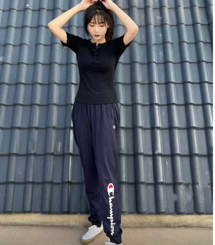 CHAMPION美版小腿草写印花Logo束脚中腰卫裤  秋季 UM-TPT01