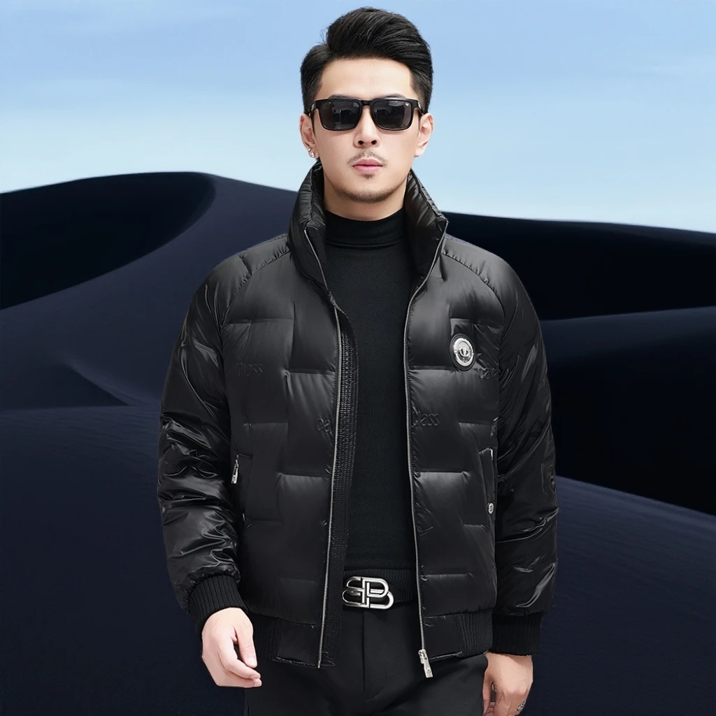 巴赛娜缇立领羽绒服男冬季加绒加厚新款面包服时尚百搭冬装外套潮