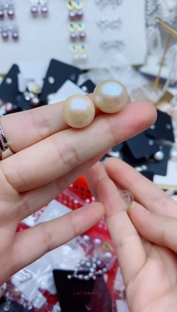 银S925镶嵌耳饰淡水珍珠耳钉