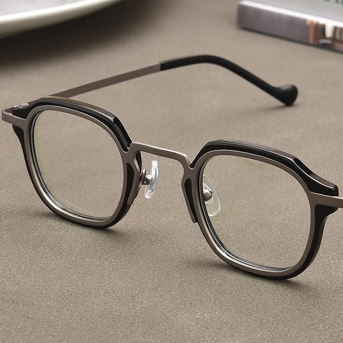 时尚潮流男生眼镜架复古小方形男士板材近视男士眼镜框男式大脸