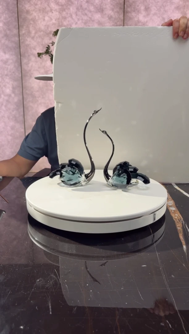 摆件CS0103050墨兰水晶天鹅一对
