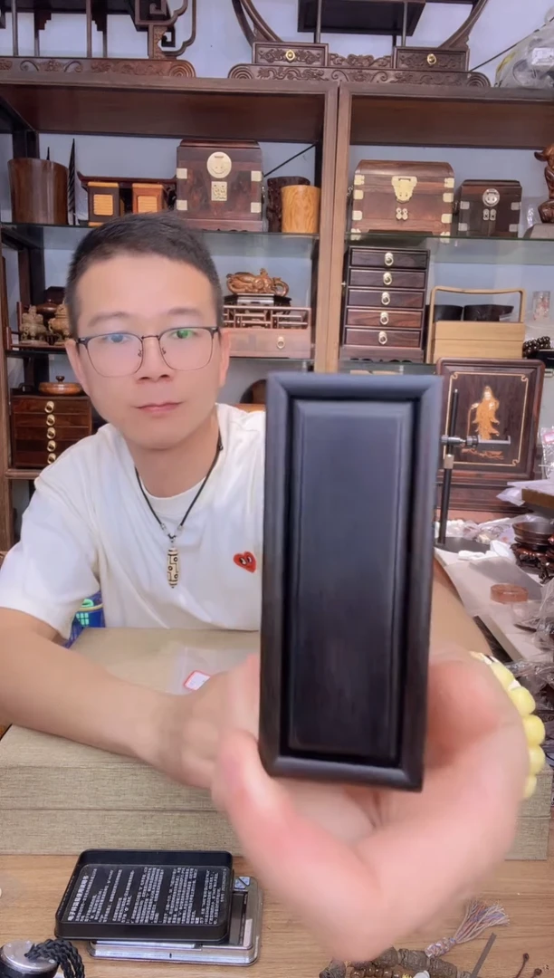 乌木类书架013紫光檀印章盒9.3*4*3.6