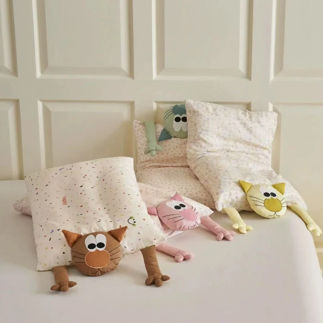 喵喵枕·卡通双层纱可拆卸立体枕芯