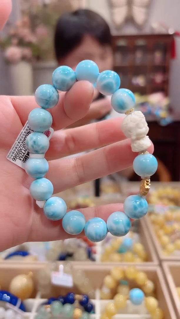 针钠钙石（海纹石）未镶嵌手串设计款珠串