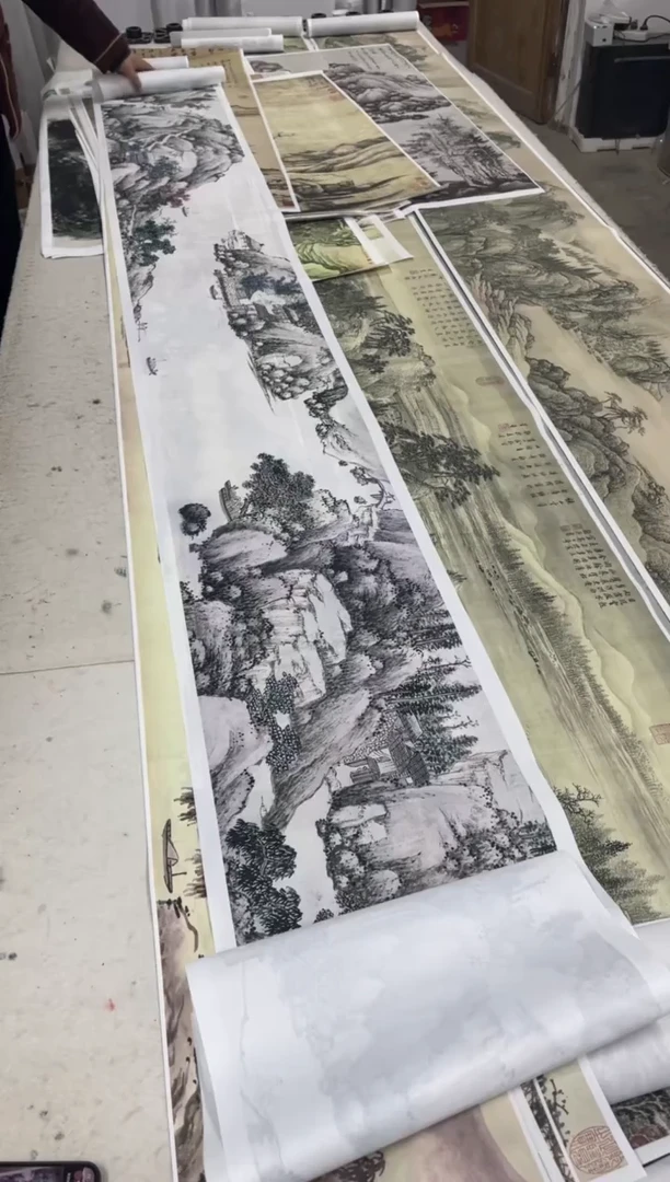 沈周 吴中山水图长卷   微喷复刻