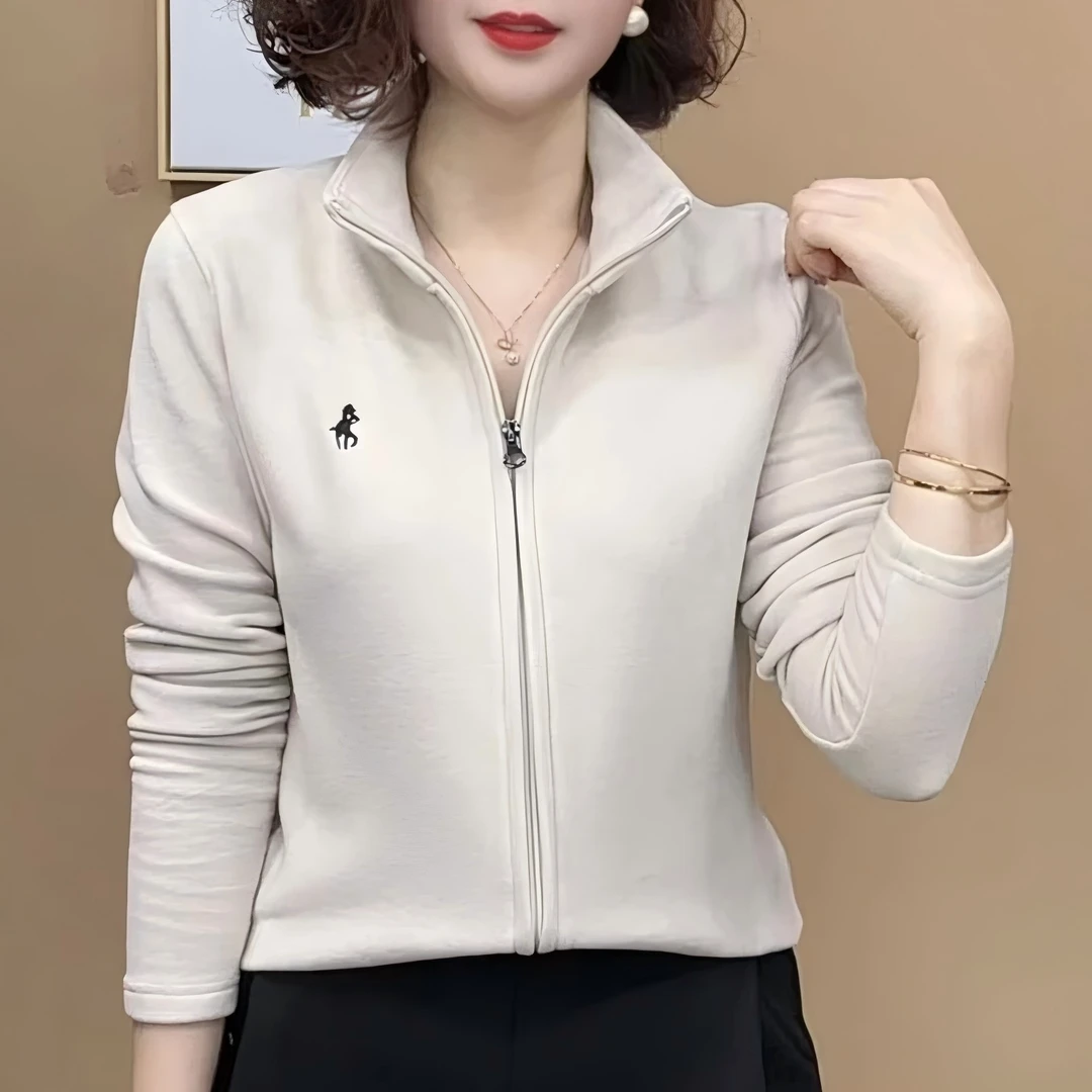 2025洋气百搭气质长袖纯色开衫显瘦长袖女上衣上衣简约磨毛外套